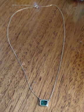 925 Emerald 16-18in Gold Plated Necklace